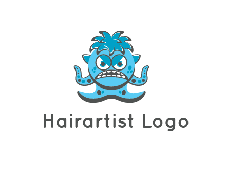germ with tentacles and hair with angry face