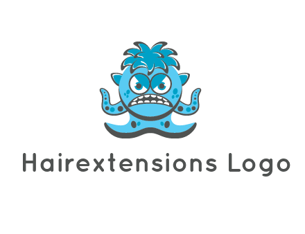 germ with tentacles and hair with angry face
