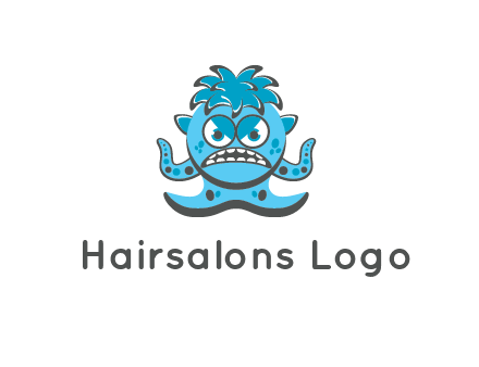 germ with tentacles and hair with angry face
