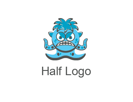 germ with tentacles and hair with angry face