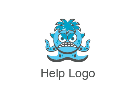 germ with tentacles and hair with angry face