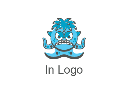 germ with tentacles and hair with angry face