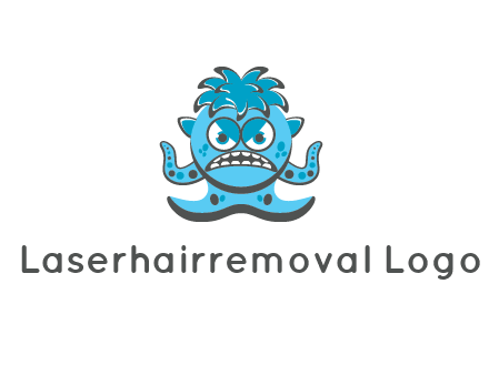 germ with tentacles and hair with angry face