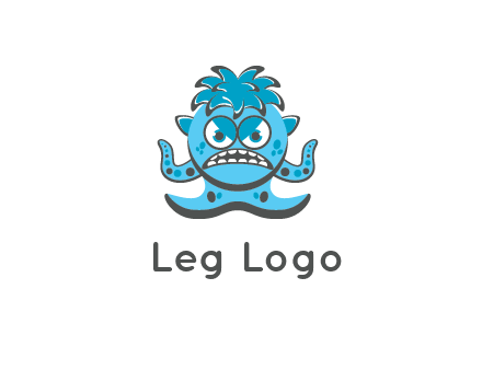 germ with tentacles and hair with angry face
