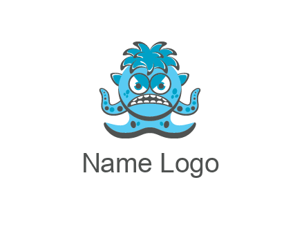 germ with tentacles and hair with angry face