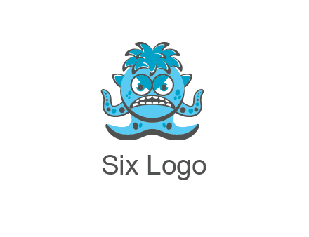 germ with tentacles and hair with angry face