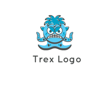 germ with tentacles and hair with angry face