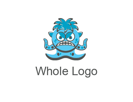 germ with tentacles and hair with angry face