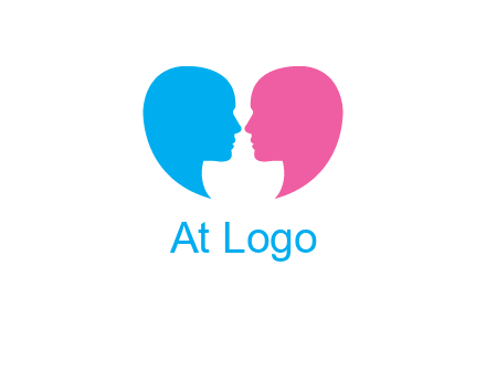 couples forming heart shape and about to kiss symbol
