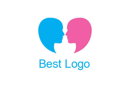 couples forming heart shape and about to kiss symbol