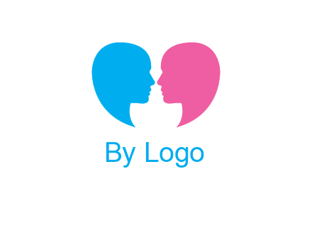 couples forming heart shape and about to kiss symbol