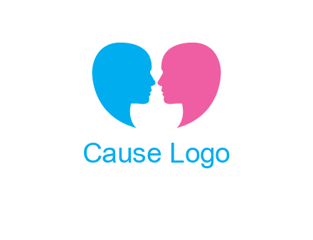 couples forming heart shape and about to kiss symbol