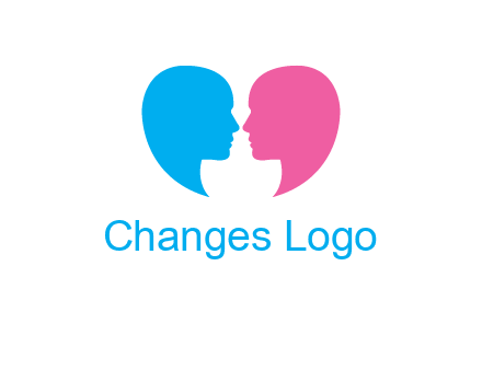 couples forming heart shape and about to kiss symbol