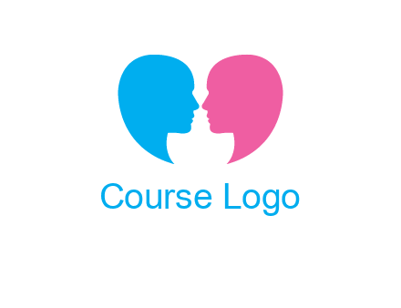 couples forming heart shape and about to kiss symbol