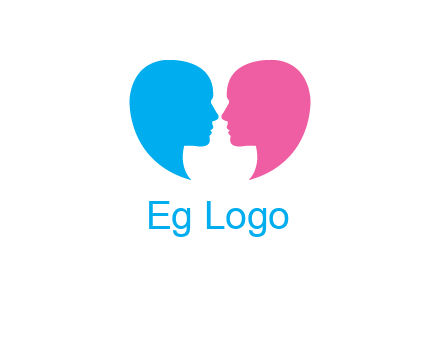 couples forming heart shape and about to kiss symbol