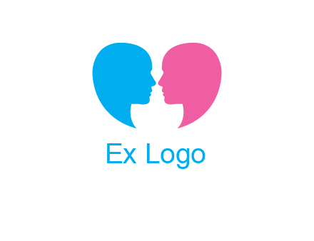 couples forming heart shape and about to kiss symbol