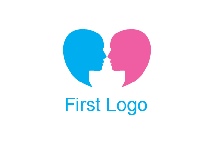 couples forming heart shape and about to kiss symbol