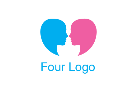 couples forming heart shape and about to kiss symbol