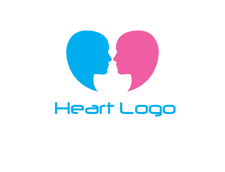 couples forming heart shape and about to kiss symbol