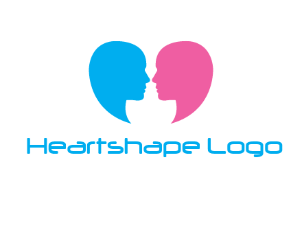 couples forming heart shape and about to kiss symbol