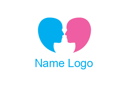 couples forming heart shape and about to kiss symbol
