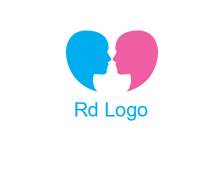 couples forming heart shape and about to kiss symbol