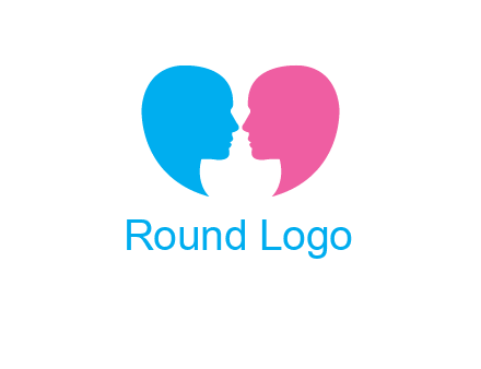 couples forming heart shape and about to kiss symbol