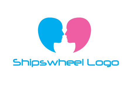 couples forming heart shape and about to kiss symbol