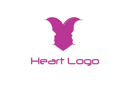couple about to kiss in front of a heart symbol