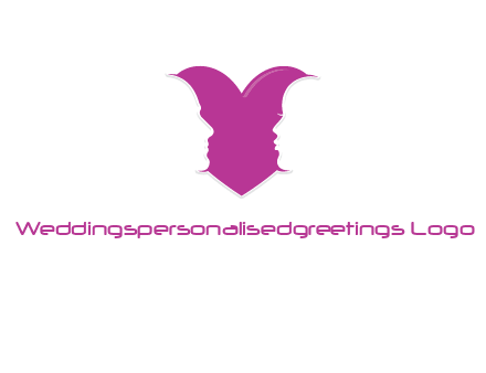 couple about to kiss in front of a heart symbol