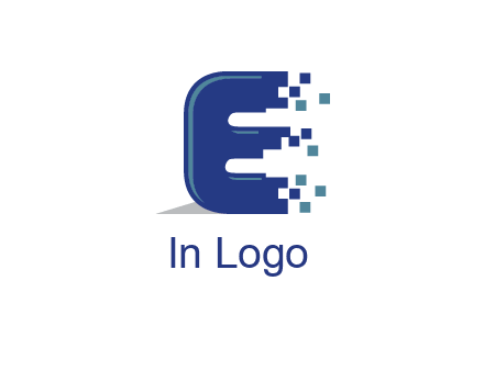 letter E with pixels