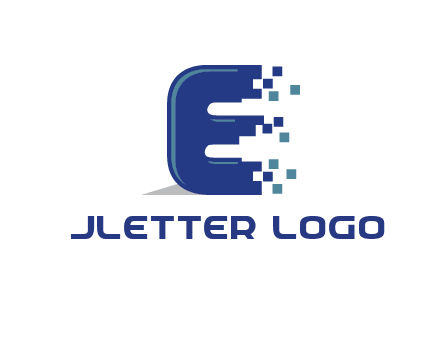 letter E with pixels