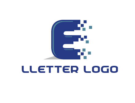 letter E with pixels