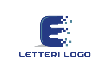 letter E with pixels