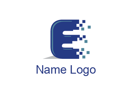 letter E with pixels