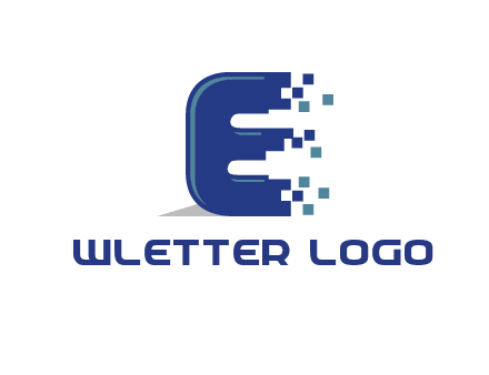 letter E with pixels