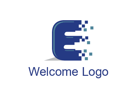 letter E with pixels