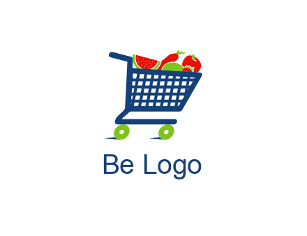 fruits and vegetables in grocery cart