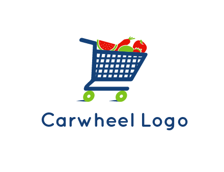 fruits and vegetables in grocery cart