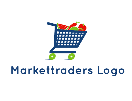 fruits and vegetables in grocery cart