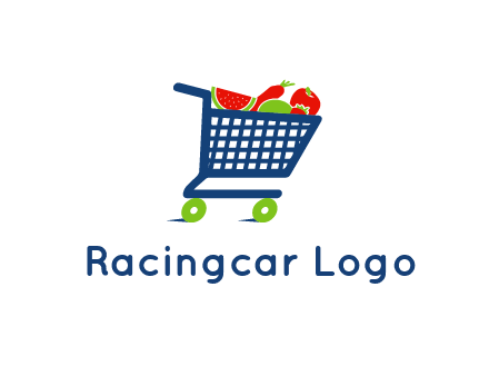 fruits and vegetables in grocery cart