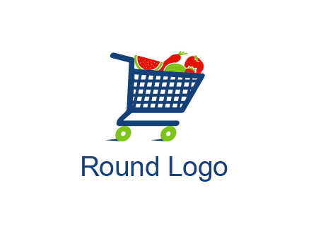 fruits and vegetables in grocery cart