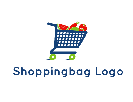 fruits and vegetables in grocery cart
