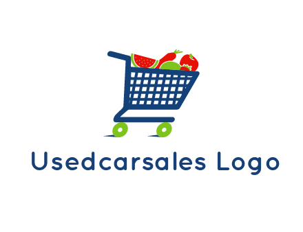 fruits and vegetables in grocery cart