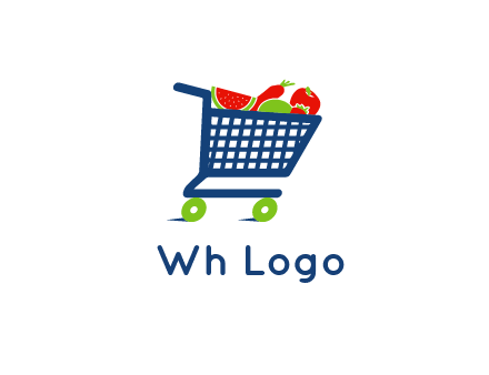 fruits and vegetables in grocery cart