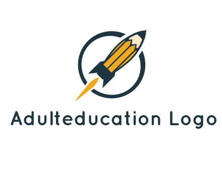 pencil forming rocket with flame in circle