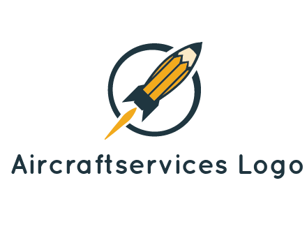 pencil forming rocket with flame in circle