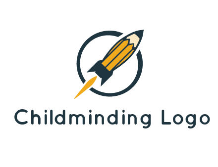 pencil forming rocket with flame in circle