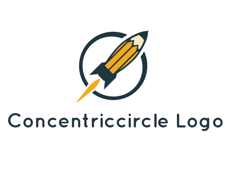 pencil forming rocket with flame in circle