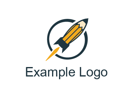 pencil forming rocket with flame in circle